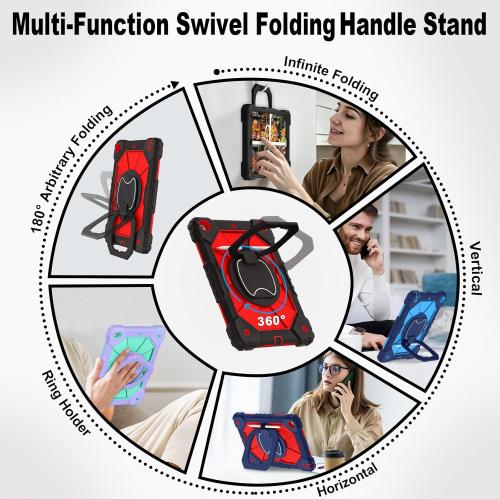 WESOROL Case for iPad 9th/8th/7th Generation 10.2 Inch (2021/2020/2019),Full-Body Drop Protection 9th Generation iPad Case with Rotating Stand Screen Protector Pencil Holder Holde,Black Red
