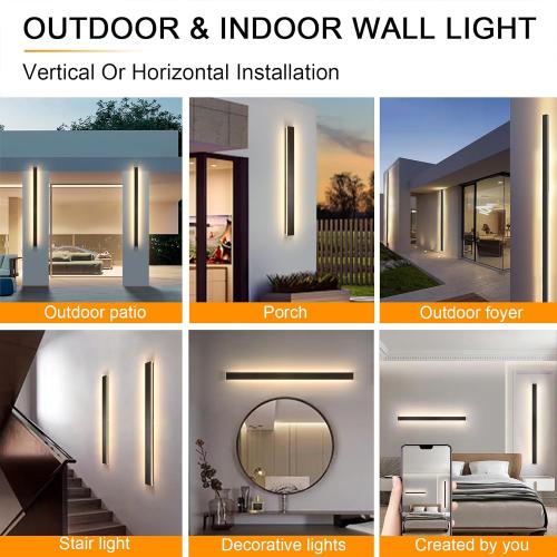 Modern Outdoor Wall Light for House,23.6inch Black LED Exterior Wall Sconces Lighting Fixtures, Outdoor Porch Light Fixture 3000K Long Linear Wall Light Outside Lighting for Patio,Garage