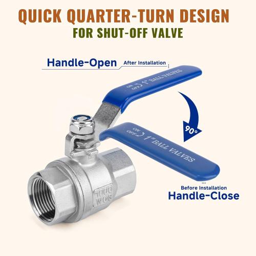 1/2 inch Ball Valve 2 Pack Full Port Female NPT Thread Shut Off Valve