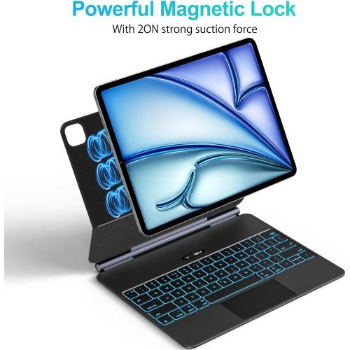 Jibrealg Magic Keyboard for iPad Air 13(M4 2026/M3 2025/M2 2024) & iPad Pro 12.9(6th/5th/4th/3rd Gen), Slim Case with Keyboard, Smart Keyboard Case with Multi-Touch Trackpad, 7-Color Backlit, Black