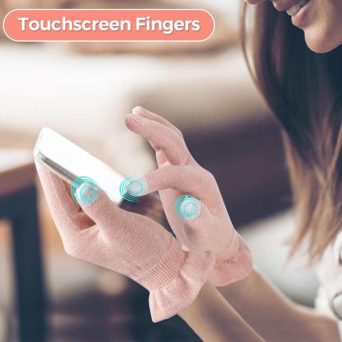 2 Pairs Cotton Moisturizing Gloves Overnight Touchscreen Fingers for SPA Dry Hands Hand Care Day and Night Moisturizing (Medium-Pink)