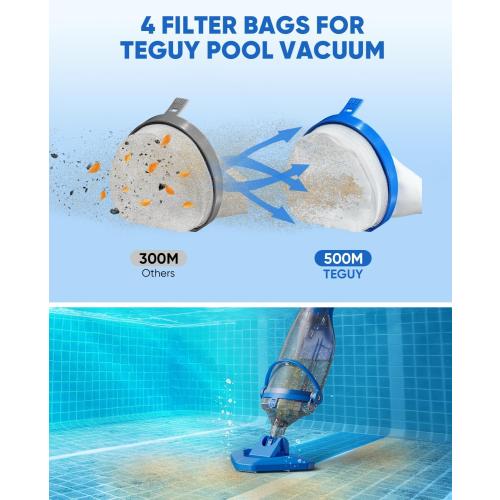 Cordless Pool Vacuum with Telescopic Pole, 18.5 GPM Powerful Suction, 1.5H Supercharge Technology, Handheld Rechargeable Pool Vacuum Cleaner for Above Ground/Inground Pools, Hot Tubs, Spas