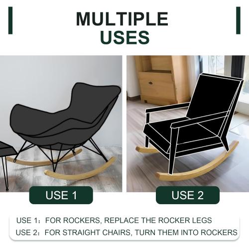 Two Steam - Bent Oak Rockers Runners - 1-1/16 Wide Wood Curved Legs for Chair or Bench Rocking Repair