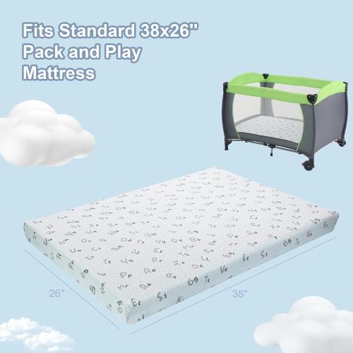 Pack and Play Mattress Pad Dual-Sided Memory Foam Pack N Play Mattress for Playpen Playard, Soft Mini Crib Mattresses for Baby Toddler with Machine Washable Cover