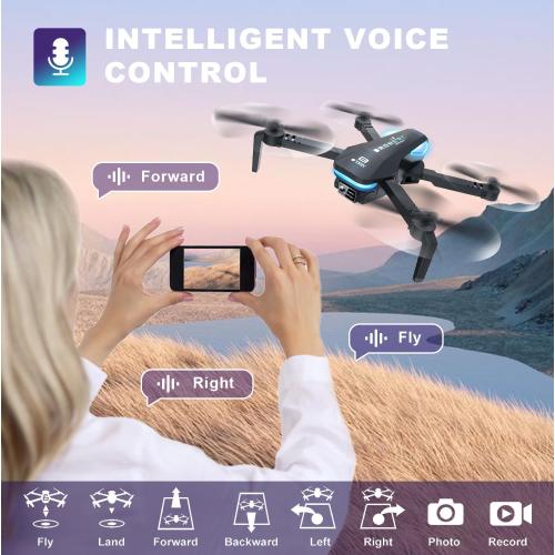 TENSSENX Drone with Camera, 1080P HD FPV Foldable RC Quadcopter with 90° Adjustable Lens, Gestures Selfie, One Key Start, Altitude Hold, 360° Flip, 2 Batteries