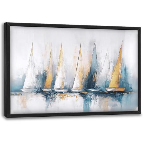 Sailboat Wall Art Abstract Nautical Pictures Wall Decor Framed Canvas Prints Artwork Paintings Home Office Decorations for Living Room Bedroom Dinning Room Corridor 36x24