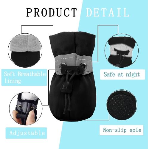 YAODHAOD Dog Shoes for Small Dogs, Puppy Dog Boots & Paw Protector for Winter Snowy Days, Anti-Slip Sole Dog Booties for Indoor Hardwood Floor 4PCS (Black, Size: 5)