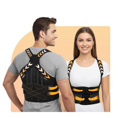 Posture Corrector for Women & Men, Back Brace Advanced Full Back Support for Upper & Lower Back Pain Relief, Spine, Neck, and Hump, X-Style Medical-Grade Lumbar Support System with Adjustable Shoulder Straightener and Breathable Design for Long Sitting an