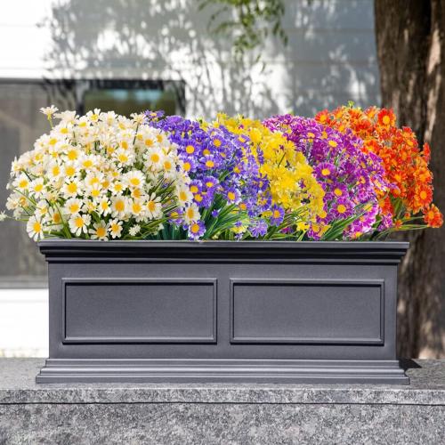 Artificial Daisies Outdoor Artificial Flowers,8 Bundles UV Resistant Fake Flowers Outdoor Plastic Flowers Shrubs for Indoor Outside Garden Porch Window Box Home Decor(White)