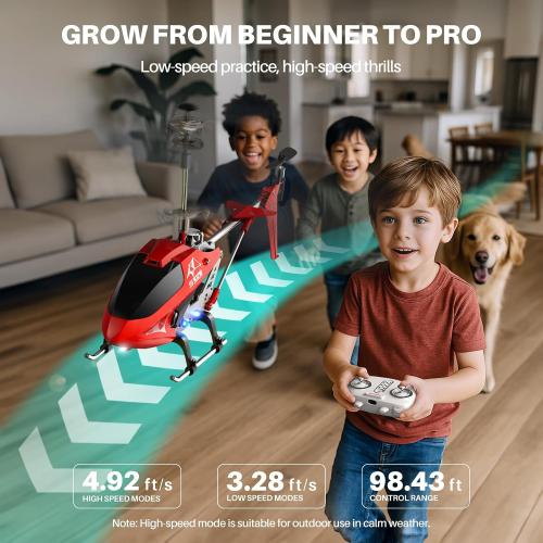 Color red SYMA S107H-E RC Helicopter for Kids 8-12 and Beginners, Remote Control Helicopter with Altitude Hold, 2 Speed Modes, Whole Alloy Toy for Boys Girls Indoor Gift