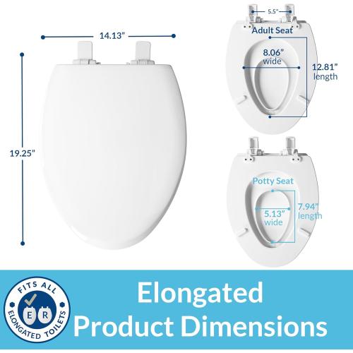 Mayfair NextStep2 Slow-Close Toilet Seat with Built-In Toddler Potty Training Seat, Removable, White, Elongated