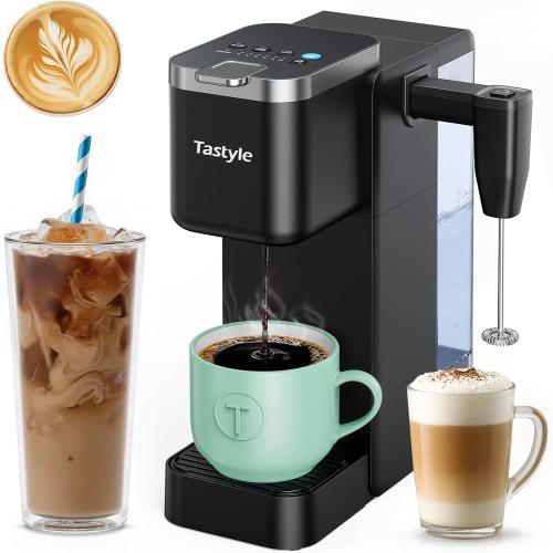 Tastyle Single Serve Coffee Maker with Built-in Detachable Milk Frother