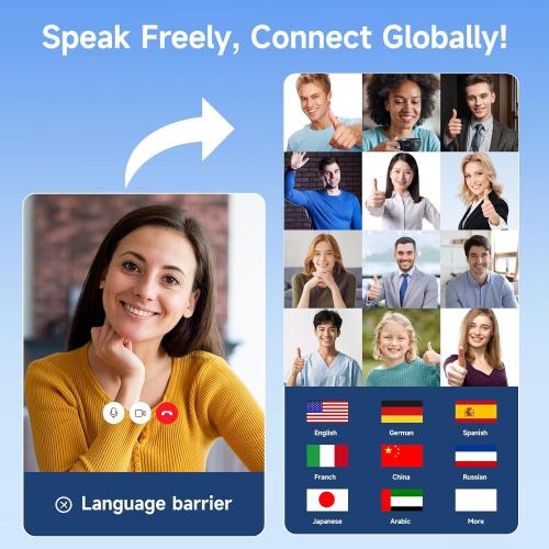 Black Real Time AI Language Translator Earbuds, 3 in 1 Wireless Earbuds with 144 Languages & Accents, 60Hr Battery & Charging Case, APP Enabled Translator Device for Travel, Business, iOS & Android (Black)