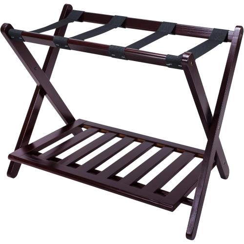 Casual Home Luggage Rack with Shelf, Espresso