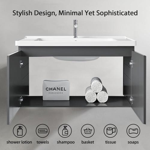Grey and Gold wall-Mounted Compact 20-inch Bathroom mini Vanity Table,Designed specifically for Small Bathroom washbasins in Tight Spaces