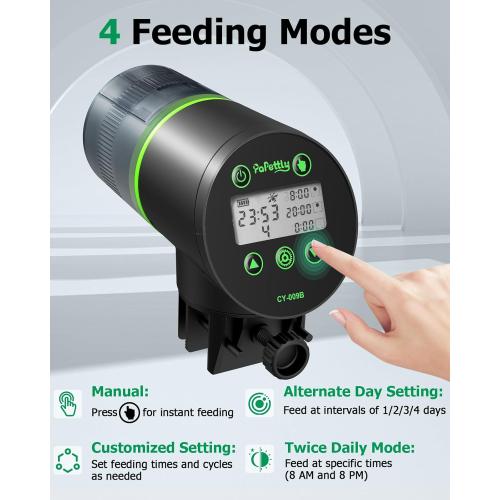 Automatic Fish Feeder for Aquarium, Auto Fish Food Dispenser with Timer and Feeding Ring, Moisture-Proof, Smart Fish Tank Vacation Feeder with 2 AAA Batteries
