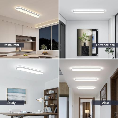Smart LED Ceiling Light,36.2In Dimmable Modern Metal Linear LED Ceiling Lamp,Flush Mount Wraparound Shape Lighting Fixture with Remote Control for Kitchen Dining Room & Laundry 55W