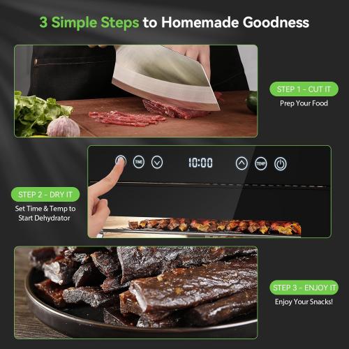 Food Dehydrator with Adjustable Timer & Temperature, 8 Stainless Steel Trays, 650W Powerful Machine, Quiet Operation Dehydrator for Jerky, Fruits, Herbs, Dog Treats