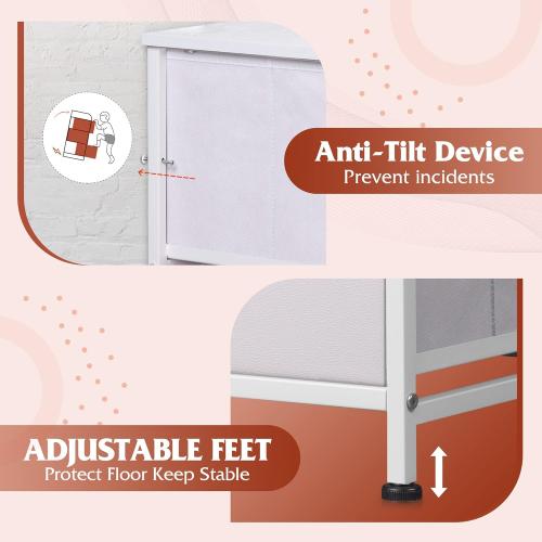 WLIVE Fabric Dresser for Bedroom with 10 Drawers, Tall Chest of Drawers, White Dressers Bedroom Furniture, Storage Organizer Unit with Bins for Closet, Hallway, Living Room, Entryway