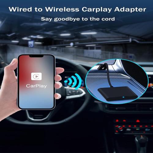Wireless CarPlay Adapter for Apple - Stable Fast Connection for Convert Factory Wired to Wireless CarPlay Dongle Cars for iPhone - No Latency from iOS 10  to Car Display (Black)
