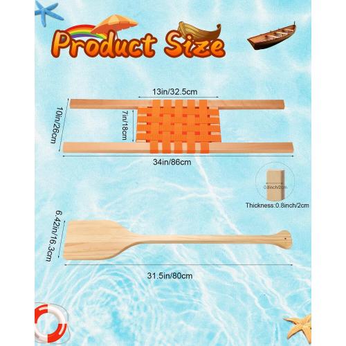 34″ Wood Canoe Seat with 32″ Paddles, 4Pcs Replacement Canoe Hardware Accessories