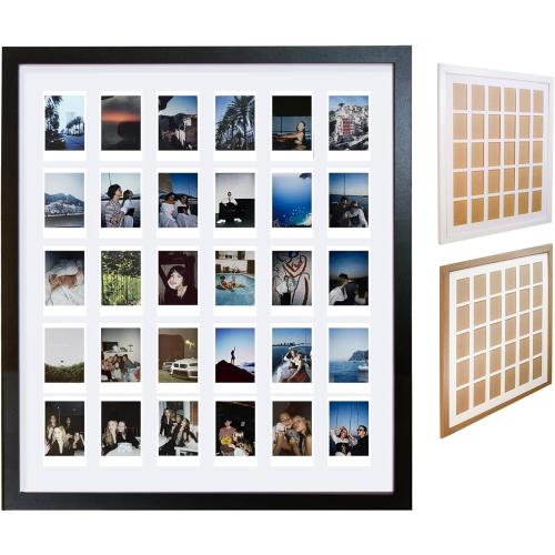 Black Multi Picture Frame Collage Wall Decor For Fujifilm Instax Mini Film - 30 Openings Large Photo Collage Frame For Wall - Mini Picture Wall Frame - Not Compatible with Polaroid Film Size