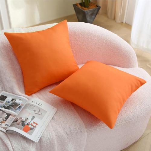 Throw Pillows, Pillows with Inserts, Square Decorative Pillows for Patio Furniture Garden Couch Sofa Home(Orange, Set of 2)