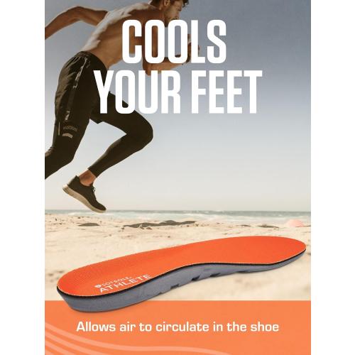 SOF SOLE ATHLETE Performance Men's Insoles - PU Foam & Gel Inserts - Heel-to-Toe Cushioning, Support, & Moisture Control, - Lightweight Comfort & Stability - Ideal for Runners, Walkers, Athletes
