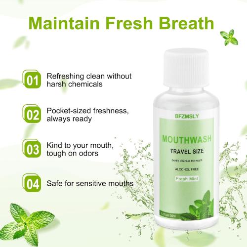 50 Pc Travel Size Mouthwash, 1.2oz/35ml Mini Mouthwash, Alcohol-Free, Portable Oral Rinse for Travel, Hotels, On-The-Go (Mint)