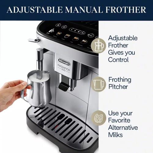 De'Longhi Magnifica Evo Automatic Espresso & Coffee Machine with Manual Milk Frother, Built-in Grinder & Auto-Clean Function - For Latte, Cappuccino, Americano, Iced Coffee, ECAM29043SB ‼️stains and could have missing parts ‼️