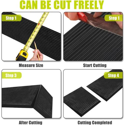 0.8 Rise Rubber Threshold Ramp Doorway, Recycled Solid Rubber Wheelchair Ramp with 2204 Lbs Load Capacity, Temporary Driveway Curb Ramps for Handicap, Door, Scooters (35.4 Lx 5.9 W)