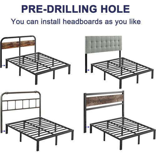 16 Inch High Metal King Bed Frame, Platform King Size Bed Frame No Box Spring Needed, Easy to Install, Noise Free, Sturdy