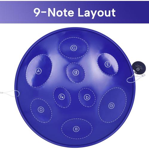 9-Note Steelpan (Steel Drum) with Stand - Educational Musical Instrument for Beginners and Hobbyists by Suttaya