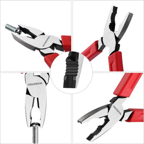 WORKPRO 6.5 Linesman S Screw Extractor Pliers(Combination Pliers) with Unique Non-slip Jaws, Stripped Screw Remover Tool, Lineman Plier for Quickly Removal of Damaged or Rusted Fasteners