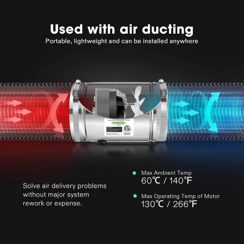 VIVOSUN 4 Inch Inline Duct Fan 100 CFM, HVAC Exhaust Ventilation Fan with Low Noise for Basements, Bathrooms, Kitchens and Attics, Silver