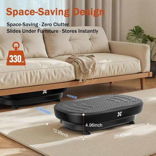 Vibration Plate Exercise Machine, Vibration Plate Platform with Bluetooth & Resistance Bands, Curved Design Full Body Workout Vibration Plate for Weight Loss, Muscle Recovery, Home