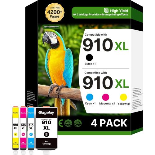 910XL Ink Cartridges Combo Pack for HP 910 Ink Cartridges for HP Printers HP910XL 910 Multipack XL Color HP910 910XL Black and Color Combo Pack Work for Office Jet Pro 8020 8010 8015 Printers, 4 Pack