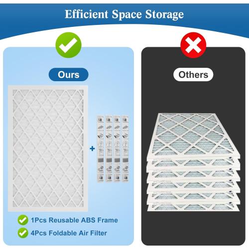 16x20x1 MERV 11 Air Filter, Quality AC/HVAC Furnace Filter，1 Reusable ABS Frame   4 Pack Replaceable Filter Media，Breathe Fresher and Cost-effective