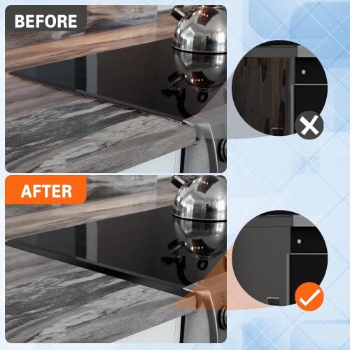 Stove Gap Covers Stainless Steel, 2 Pack Stove Gap Filler Easy Retractable Length 13.8 to 27.5, Width 0.79 ALMCALS Stove Gap Guards Range Trim Kit, Heat Resistant Guard Between Stove Top & Counter