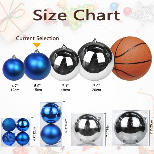 Christmas Ornament, Large Shatterproof Blue Plastic Hanging Ornaments, 5.9 (2pcs), Classic Style, Perfect for Christmas, Birthday, New Year, Anniversary, Valentine's Day