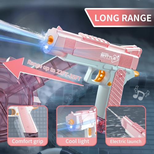 Pink Electric Water Gun with Long Range,Automatic Squirt Gun for Kids and Adults, Long Distance Water Pistol for Pool Beach Outdoor Play