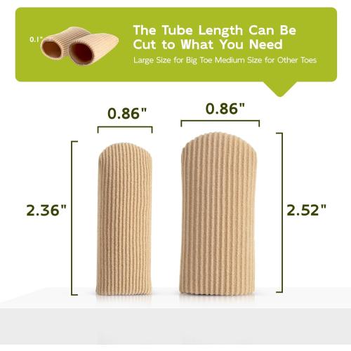 Bukihome 8 PCS Toe Protectors, Silicone Toe Caps Closed Toe Surface Fabric Sleeve Protectors, Prevent Pain Relief for Corns, Blisters and Ingrown Toenails (2PCS Large Size  6PCS Medium Size)[Upgrade]