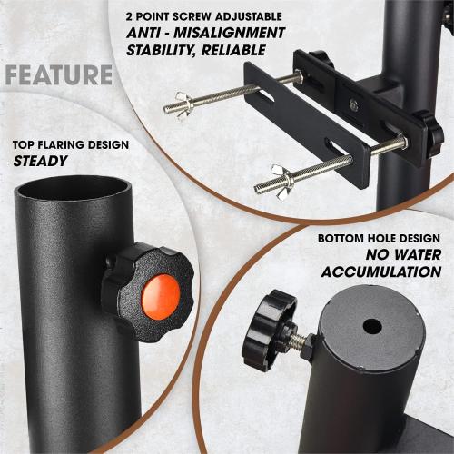 Patio Umbrella Holder, Heavy Duty Deck Umbrella Mount, Umbrella Holder for Deck Railing, Deck Mount Umbrella Holder, Umbrella Deck Mount, Deck Umbrella Holder, Umbrella Clamp for Deck (Black - Set 1)