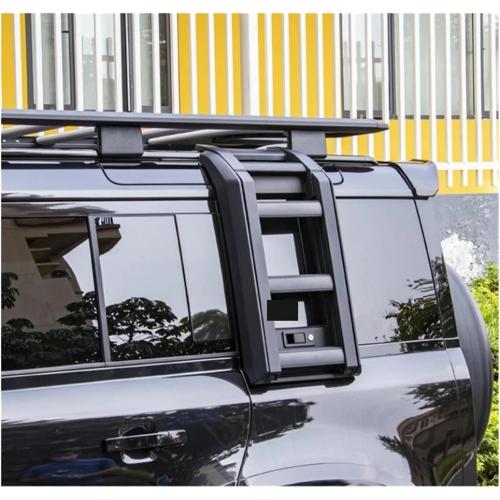 Telescopic Side Folding Ladder Compatible For LAND ROVER Defender 90 110 2020 2021 2022 2023 2024 (90 Black)