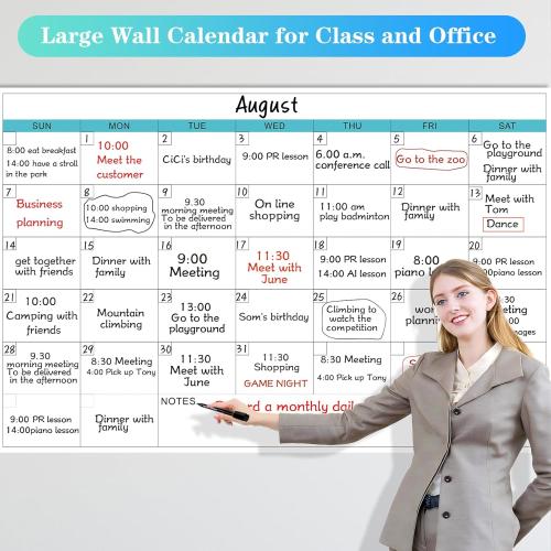 Dry Erase Calendar for Wall - 38 x 58 Extra Large White Board Calendar, One Month Undated Blank Daily Planner, Reusable Laminated 30-Day Task Organizer for Office, Classroom, Home(No Creases)