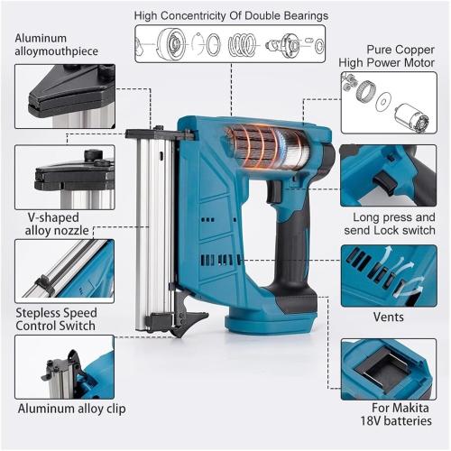 Cordless F30 Nail Gun Electric Furniture Carpentry Tacker Stapler Woodworking Power Tool Staple For 18V Battery for DIY Projects, Upholster and Woodworking(No battery)