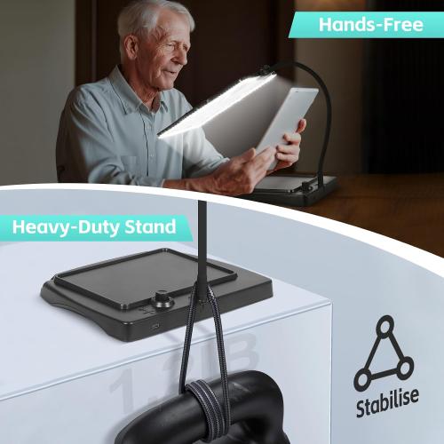 Large Hands Free Magnifying Glass with Light 50 Ultra-Bright LEDs Neck Magnifier Hands Free with Light Horizontal and Vertical Screen with Flexible Goose Neck Loop for Seniors