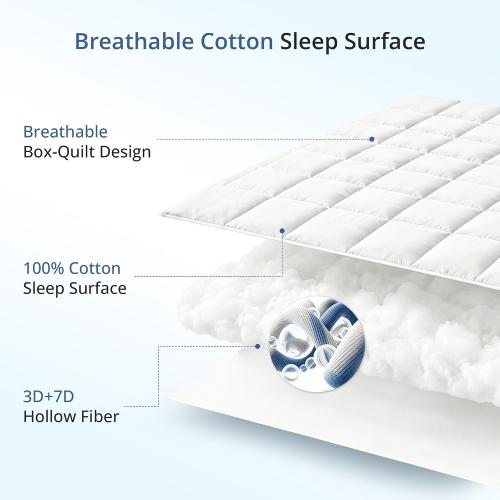 Queen Mattress Topper for Back Pain Relief, Comfort Pillow Top Mattress Pad Make Mattress Soften, Washable Mattress Pad with Deep Pockets up to 21 inch