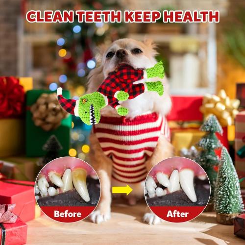 Christmas Dog Toy for Large Breeds - Squeaky Plush Tug of War Toy with Crinkled Paper - Stuffed Animal to Keep Dogs Busy