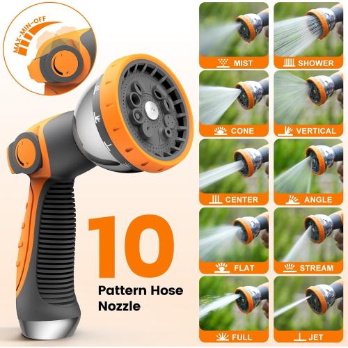 Size 1/2 x 100ft Color Orange Retractable Garden Hose Reel 1/2” x 100ft, Auto Rewind Hose Reels for Outside, Heavy-Duty Wall-Mounted Outdoor Hose, 10-Mode Nozzle, Adjustable Length, 180° Rotation for Watering, Car & Pet Washing